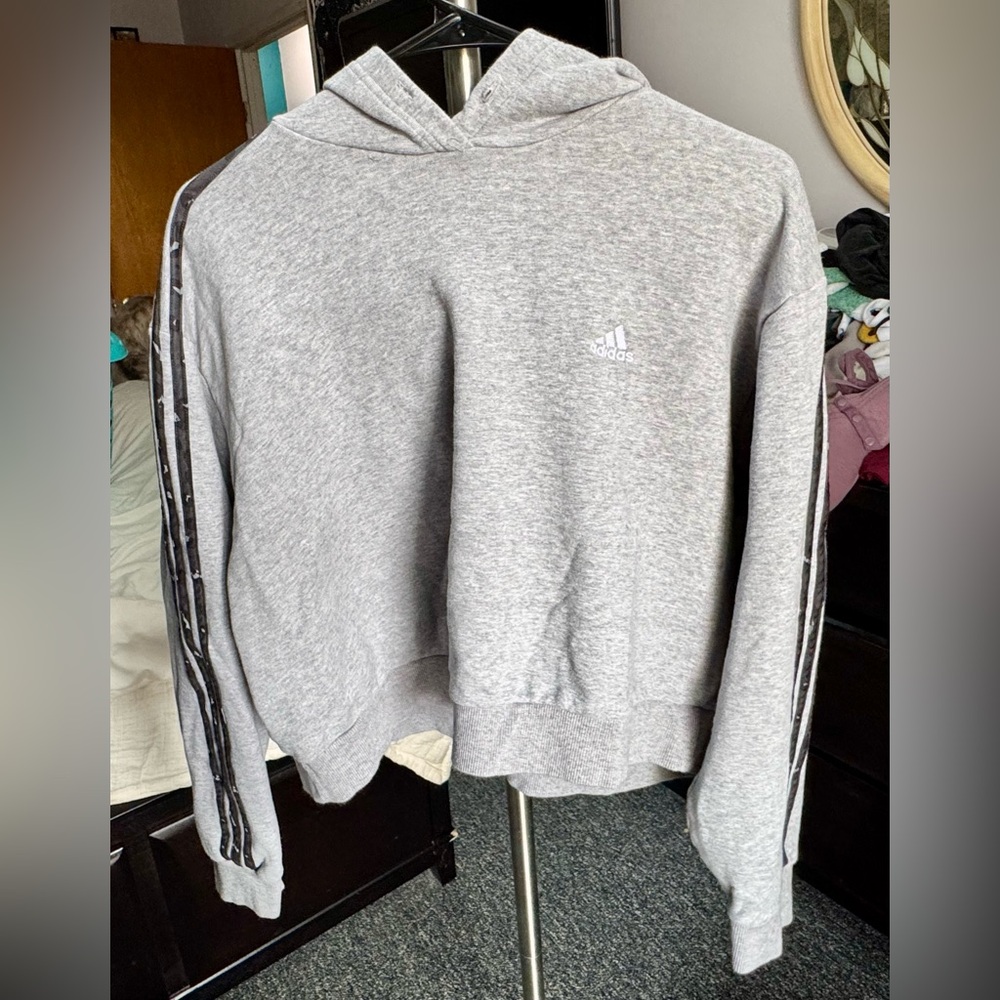 Adidas Women's Light Gray Hoodie Sweater